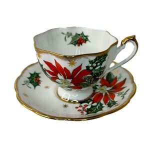 Vintage Queen Anne Tea Cup Saucer Noel